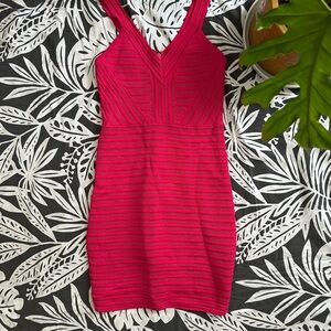bebe Fuchsia Textured Mini Dress